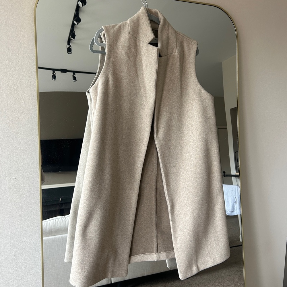 Long Cream Blazer Vest
